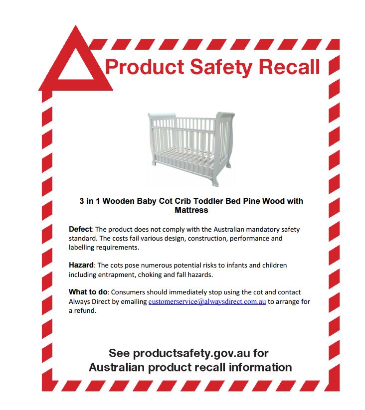 URGENT Wooden baby cot recall was been issued in Oz Bounty Parents