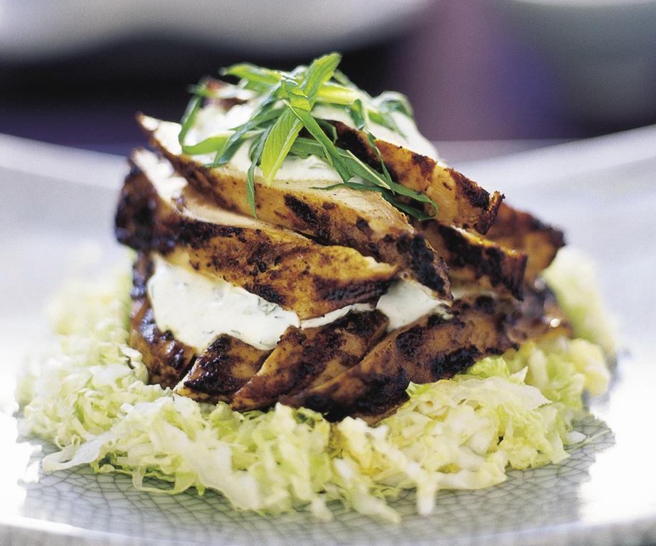 Chicken tikka with cucumber-mint raita