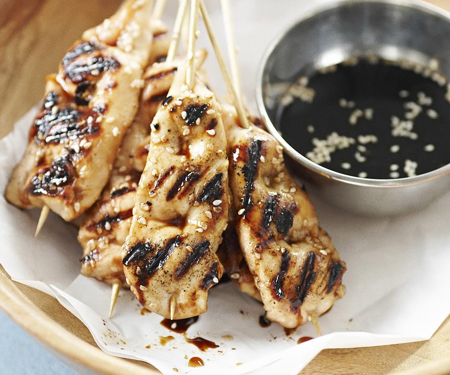 Honey soy chicken skewers
