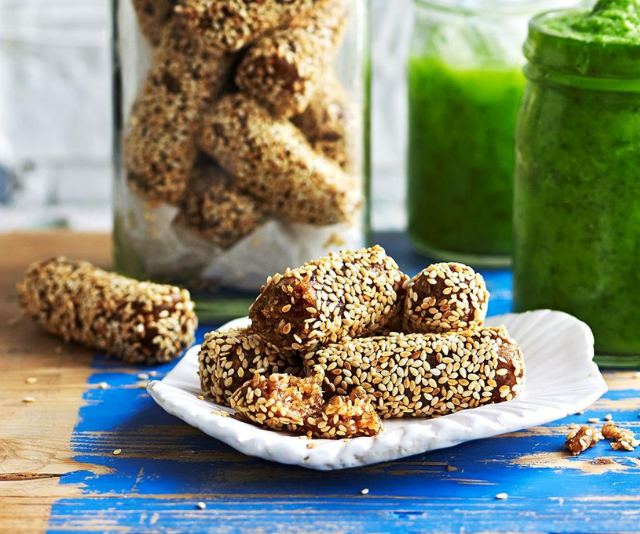 Ginger and sesame seed logs