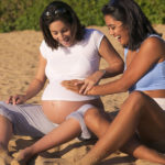 Baby kicking in belly