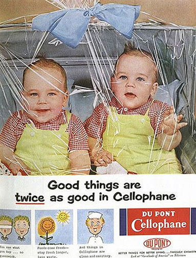 What's better than twins? Twins wrapped in cellophane or course!