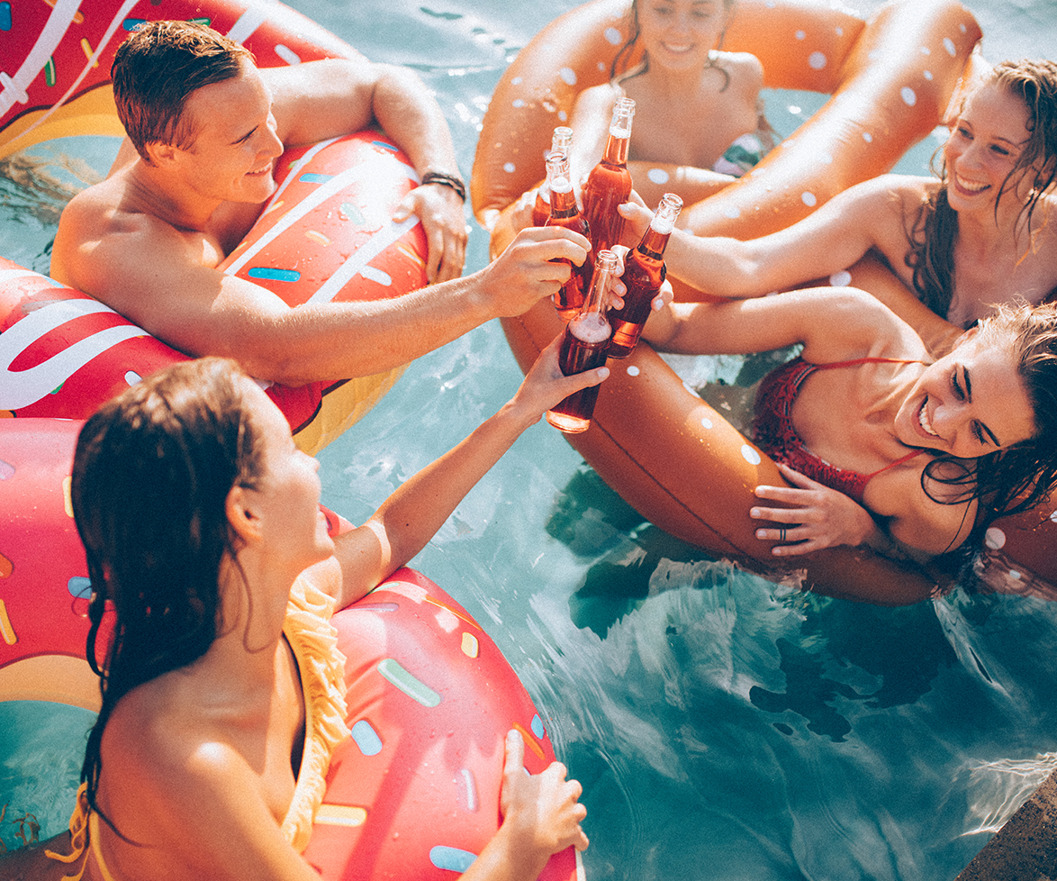 Teenagers drinking alcohol.