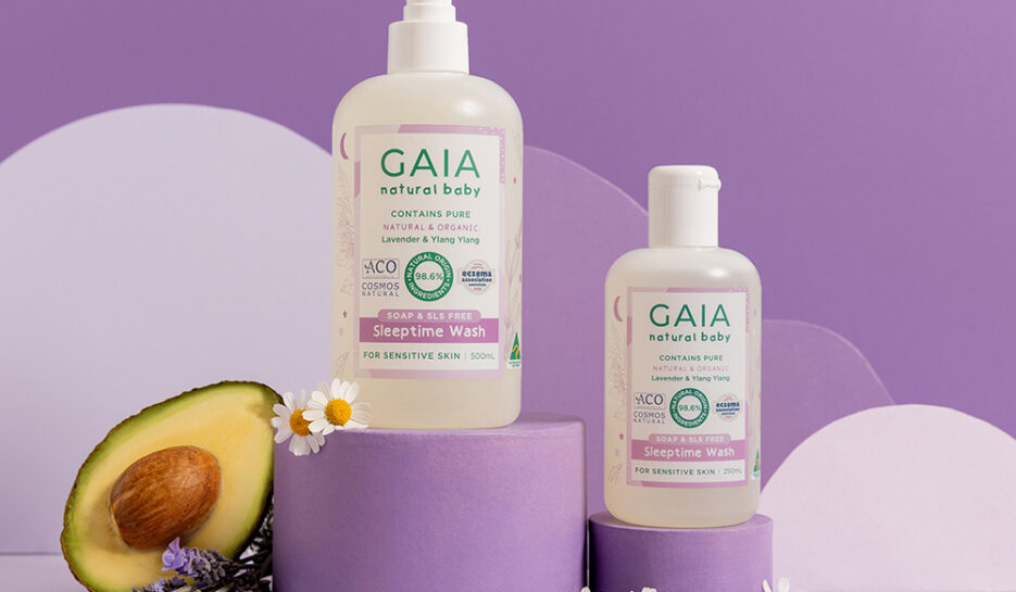 GAIA Natural Baby Sleeptime Wash lifestyle shot