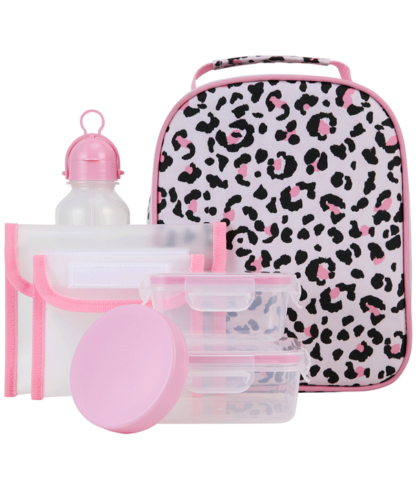 Kmart 7 piece lunch set, leopard print