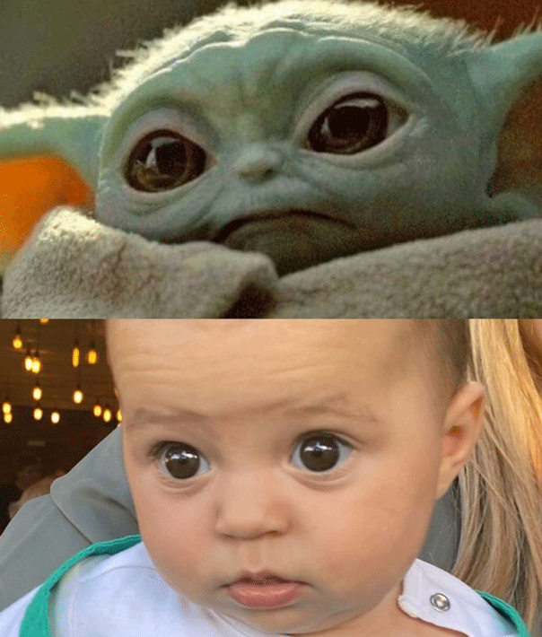 Sam and Snezana joke baby Charlie Lane looks like baby Yoda.