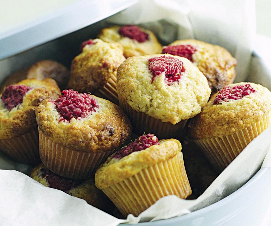 Raspberry and banana mini muffins