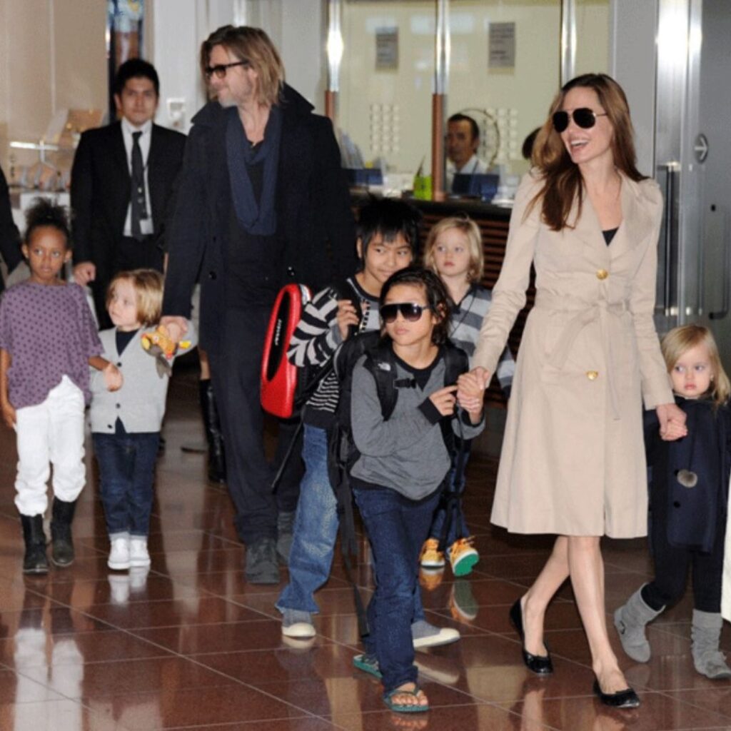 Brad Pitt and Angelina Jolie with their children