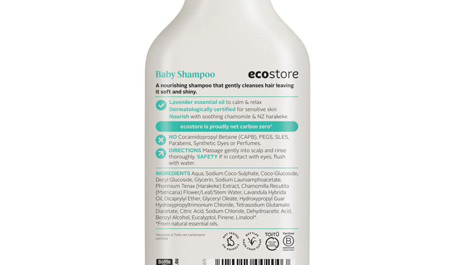 ecostore Baby Shampoo back packaging