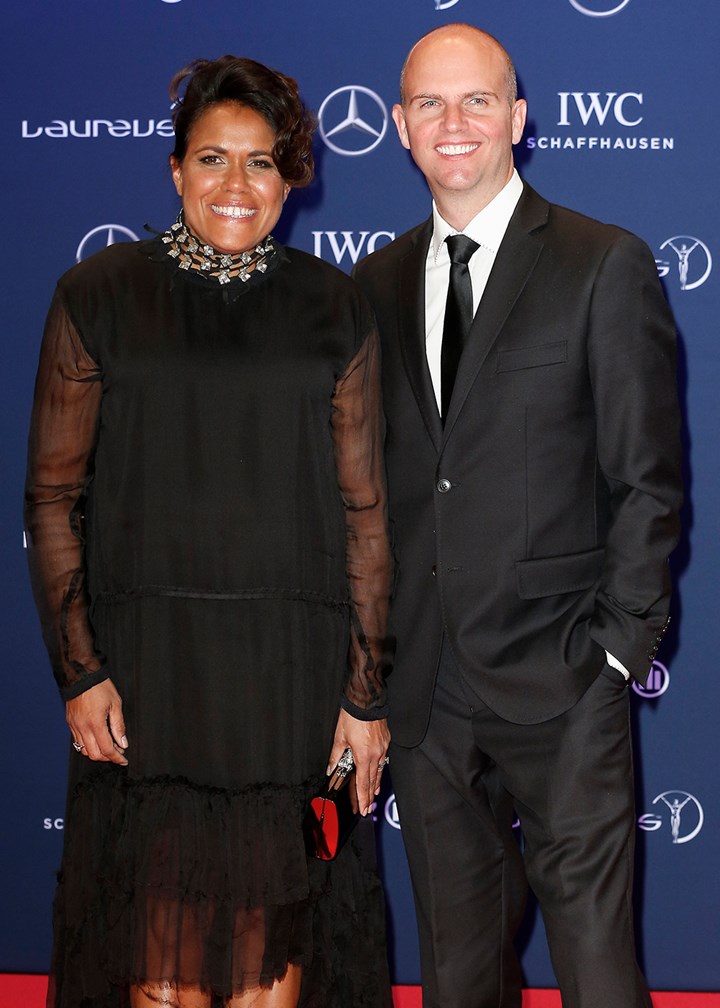 Cathy Freeman and husband James Murch dressed formally for an event in 2016