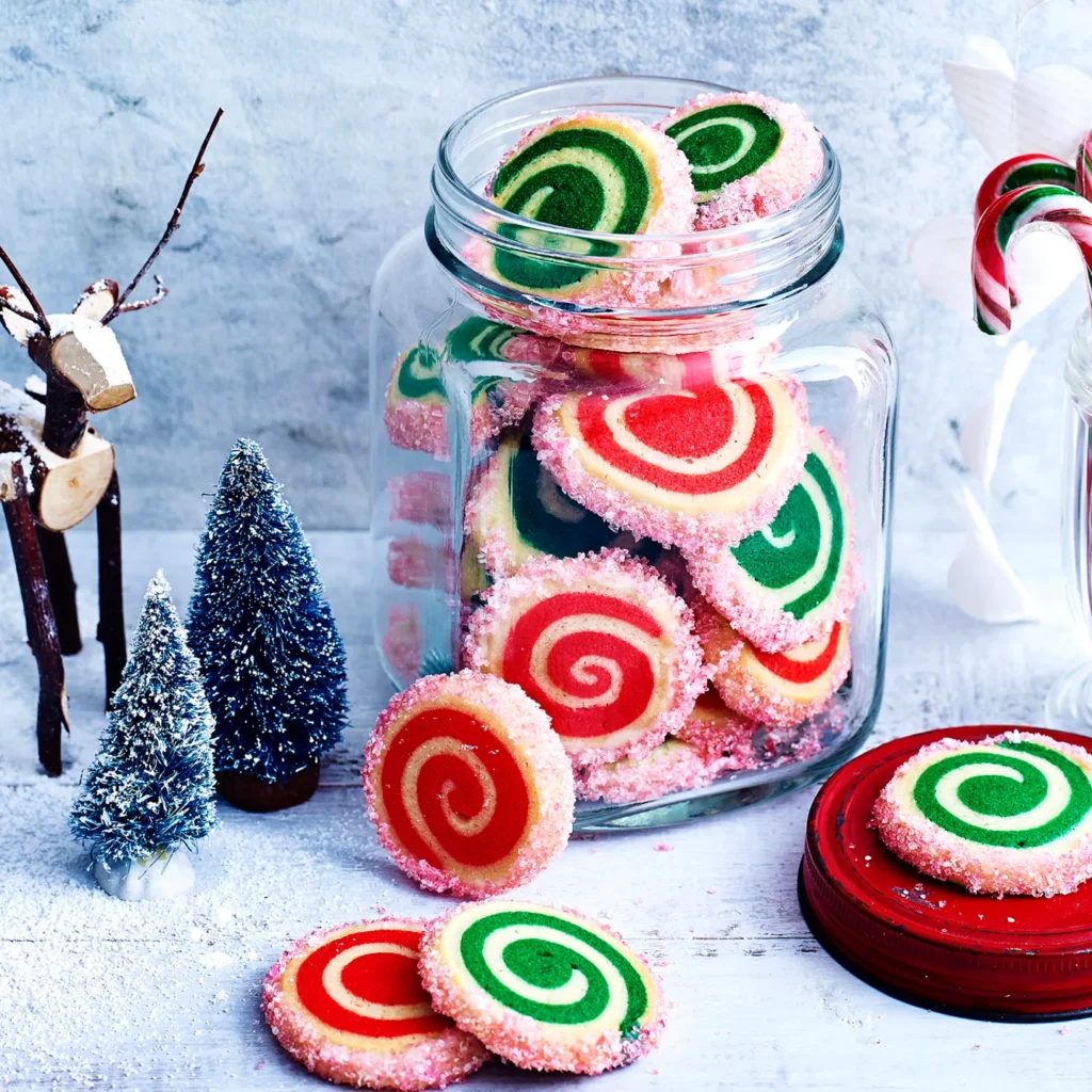 Christmas pinwheel sugar cookies