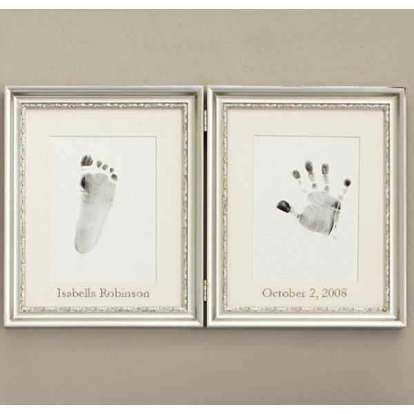 Silver Leaf Handprint and Footprint Frame

