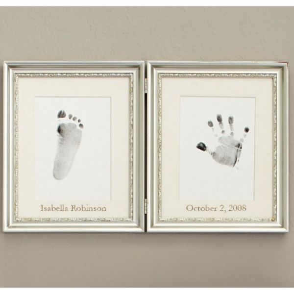 Silver Leaf Handprint and Footprint Frame
