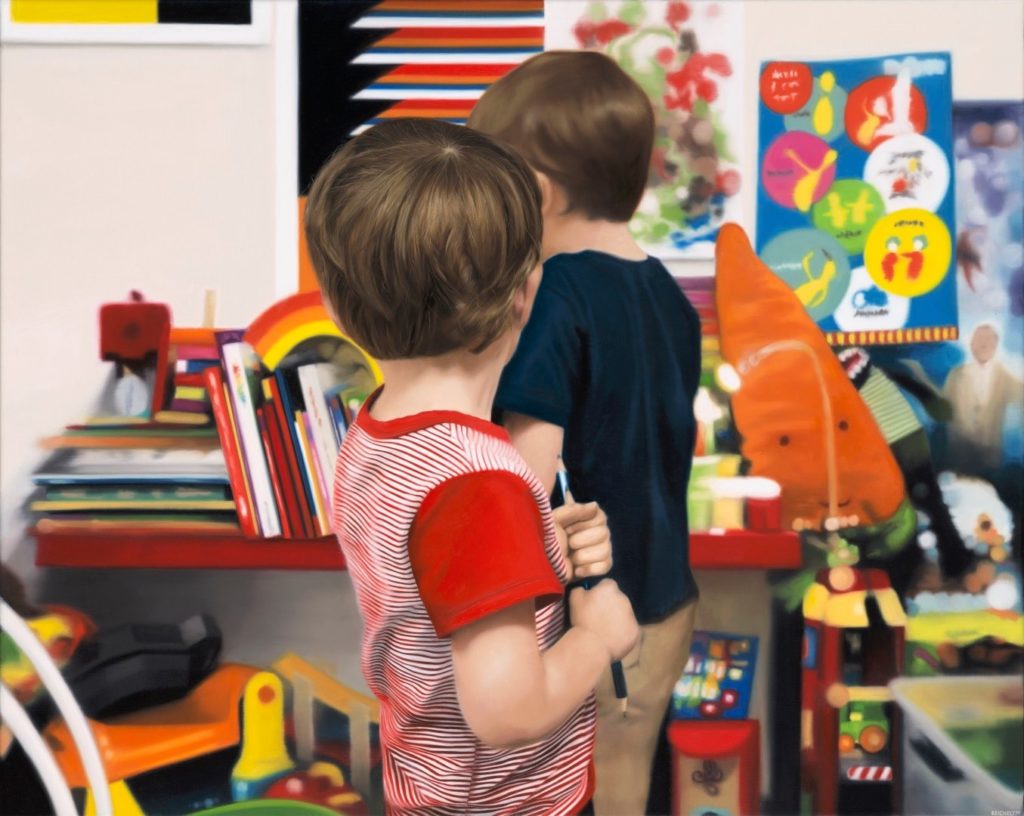 Two small boys enjoying the facilities at Tweed Regional Gallery & Margaret Olley Art Centre