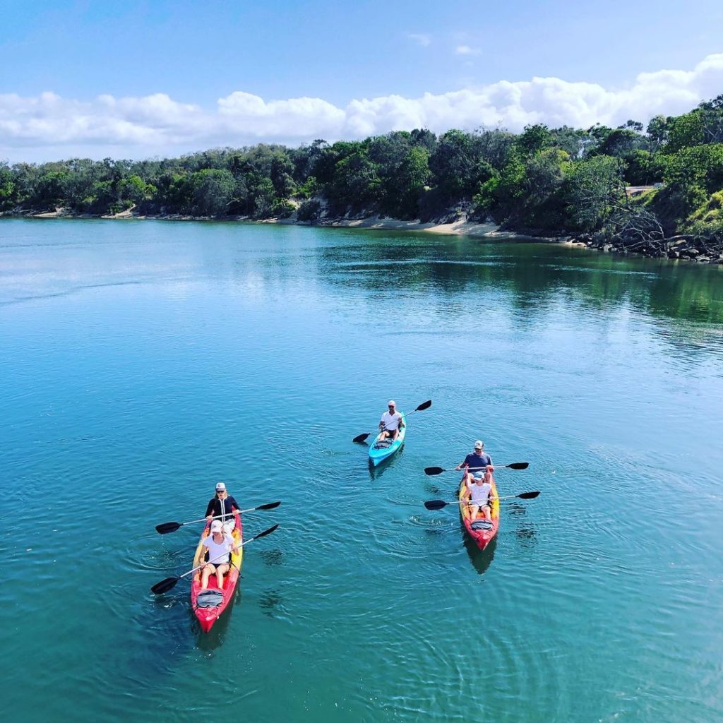 Families kayaking in Cudgen Creek Tweed Heads