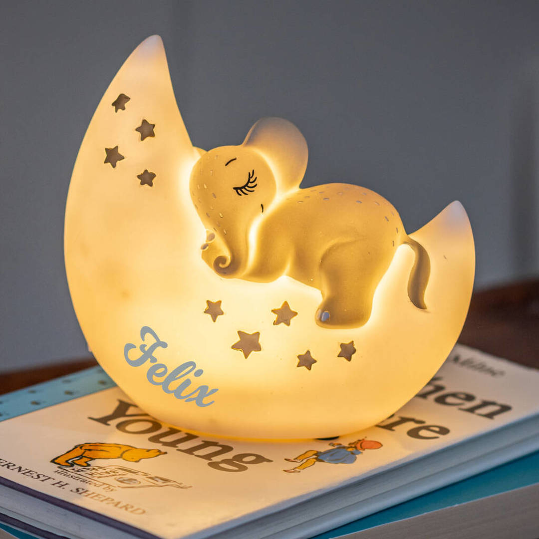 PERSONALISED SLEEPING ELEPHANT NIGHT LIGHT