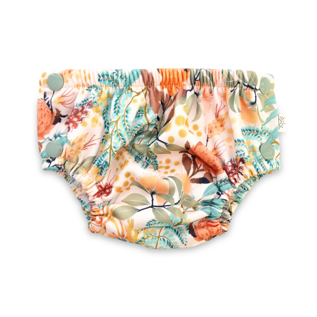 EcoNaps swim nappies in wattle print