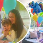 Megan Gale bakes an impressive unicorn rainbow cake to celebrate her daughter’s 4th birthday