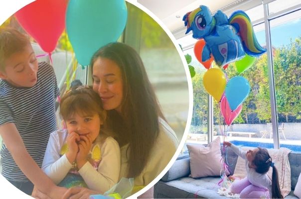 Megan Gale bakes an impressive unicorn rainbow cake to celebrate her daughter’s 4th birthday