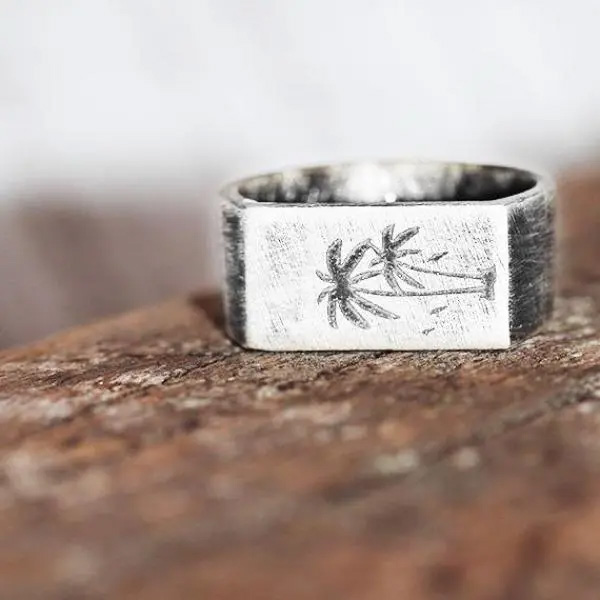 Palm Silver Mens Rings