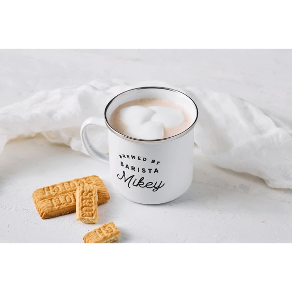 Personalised 500ml White Enamel Camping Mug