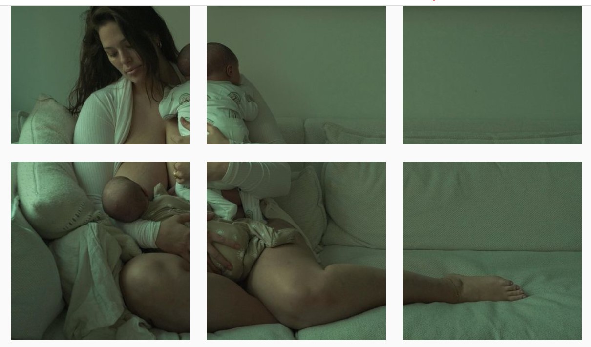Justin Ervin's composite photo of wife Ashley Graham and their twin baby boys