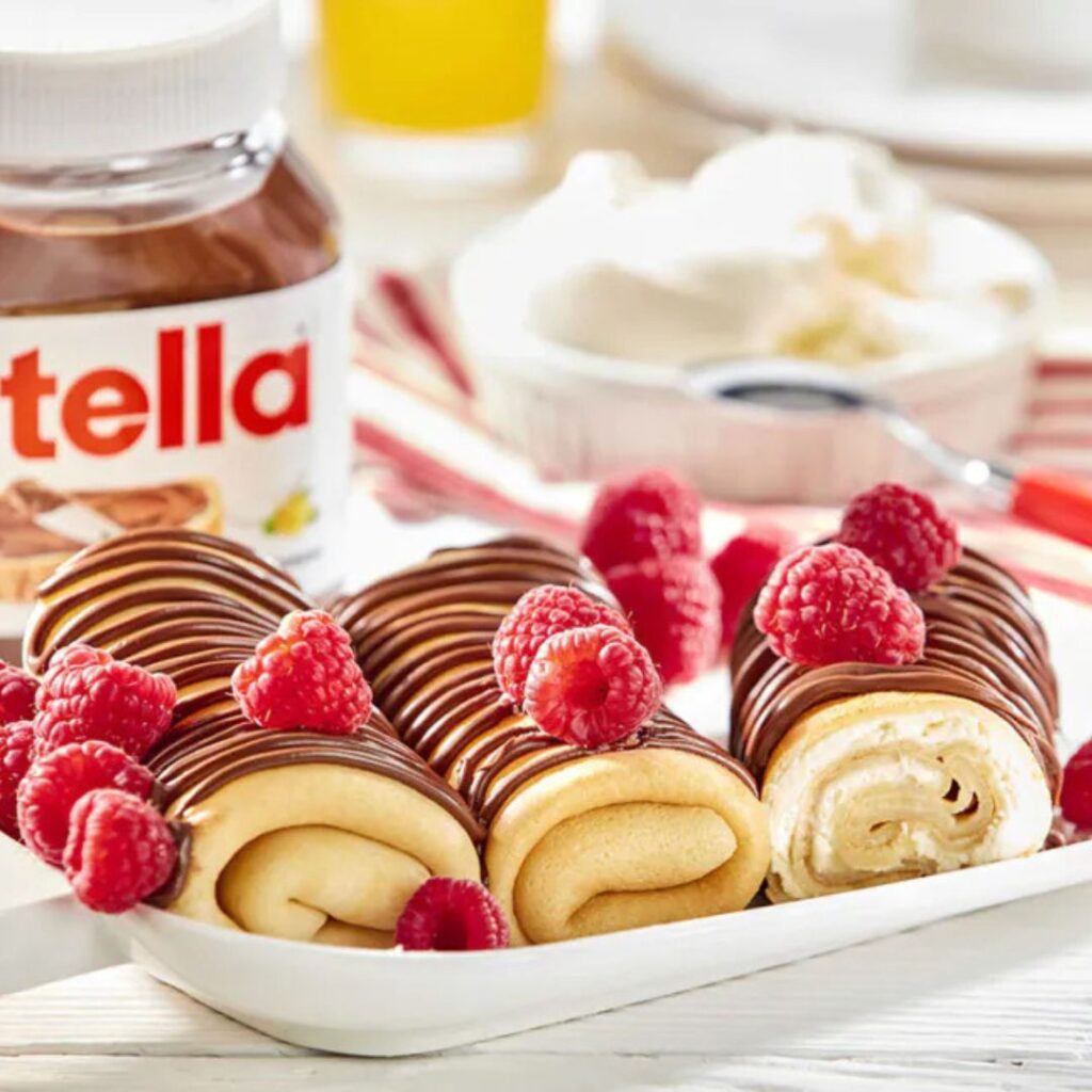 Nutella Crepes with Raspberries and Mascarpone Cheese