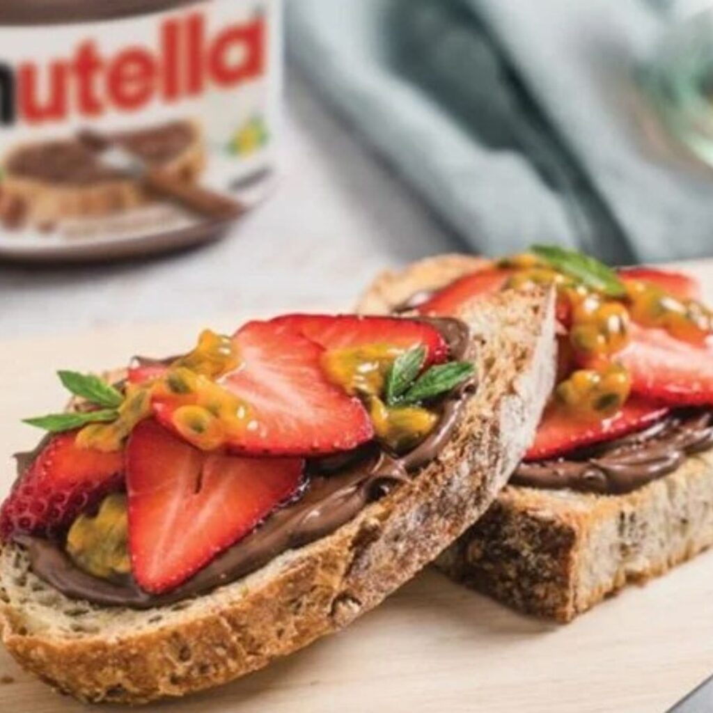 Toasted Sourdough with Strawberries, Passionfruit and Mint