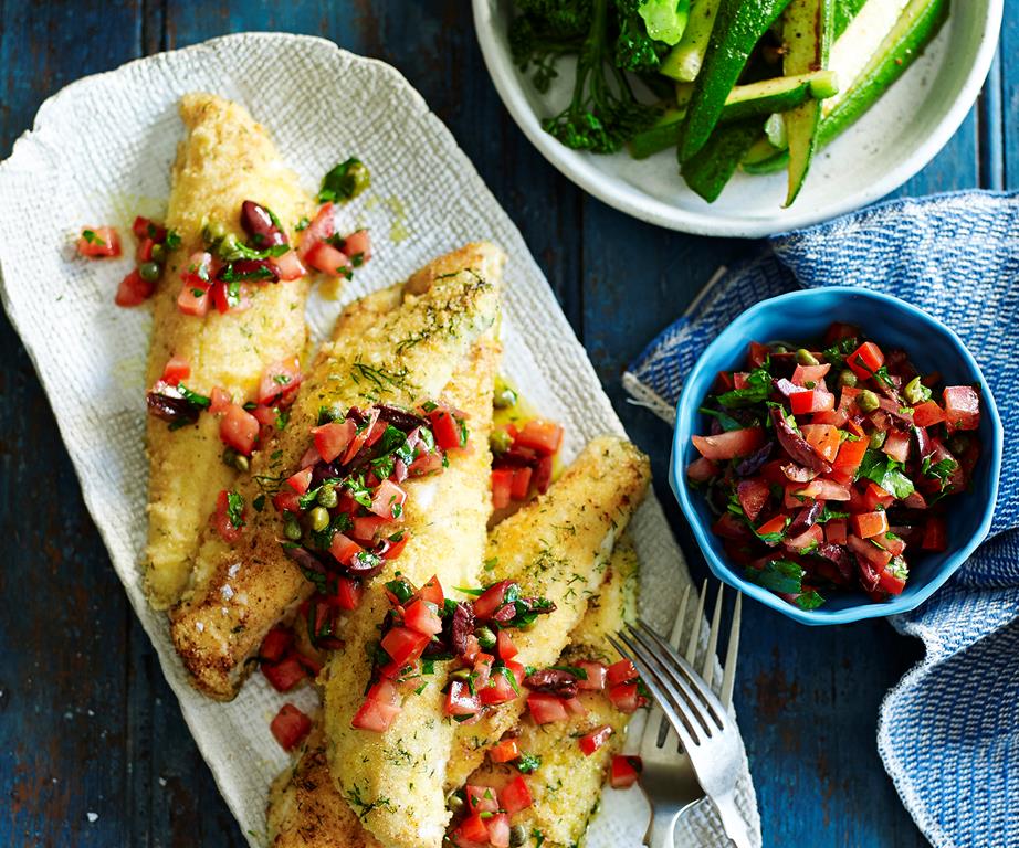 Semolina-crusted fish with fresh tomato salsa
