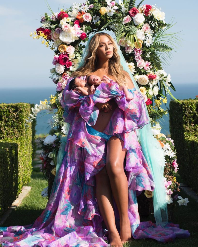 Beyonce dressed in florals when pregnant with twins