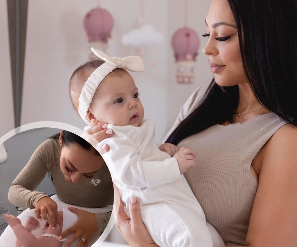 Influencer Emilee Hembrow pampers new daughter, Giselle with a ‘baby facial’ at her luxe beauty clinic