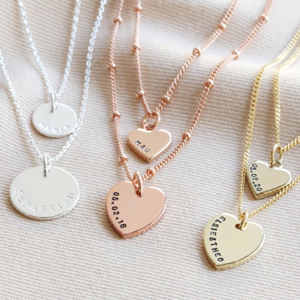 Personalised layered chain and charm necklace at Hardto find