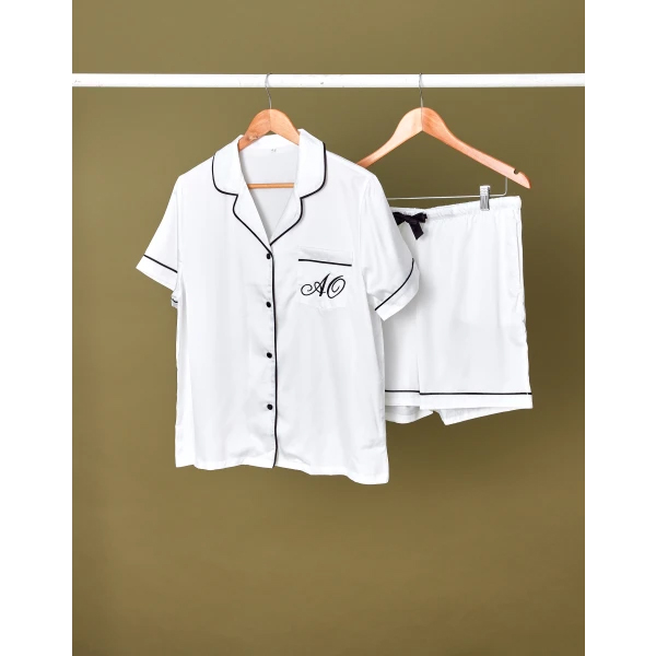 Monogrammed satin white pyjamas from Lottie & Liv
