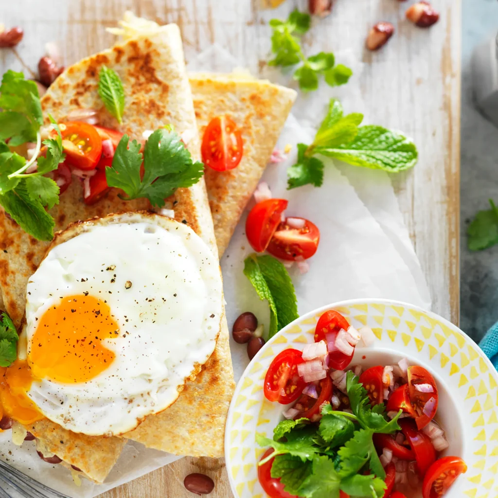 Women's weekly food breakfast quesadilla