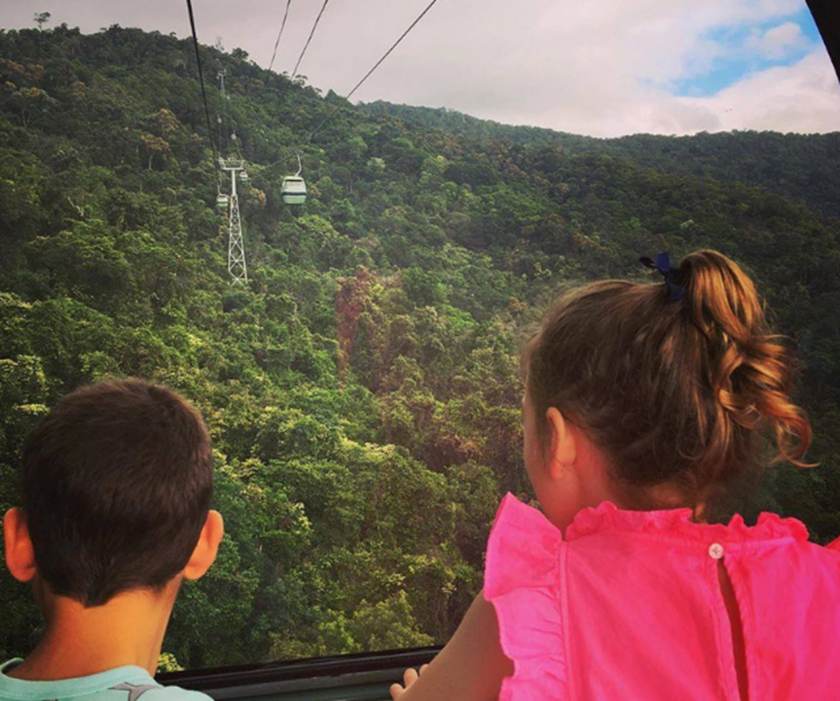 Family enjoy The Skyrail Cable Car in Cairns
