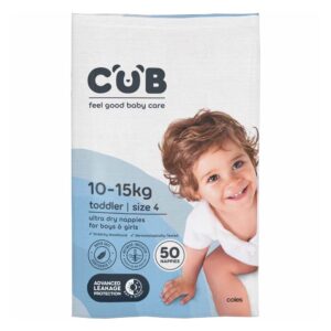 CUB Nappies Unisex Toddler Size 4 50 PACK