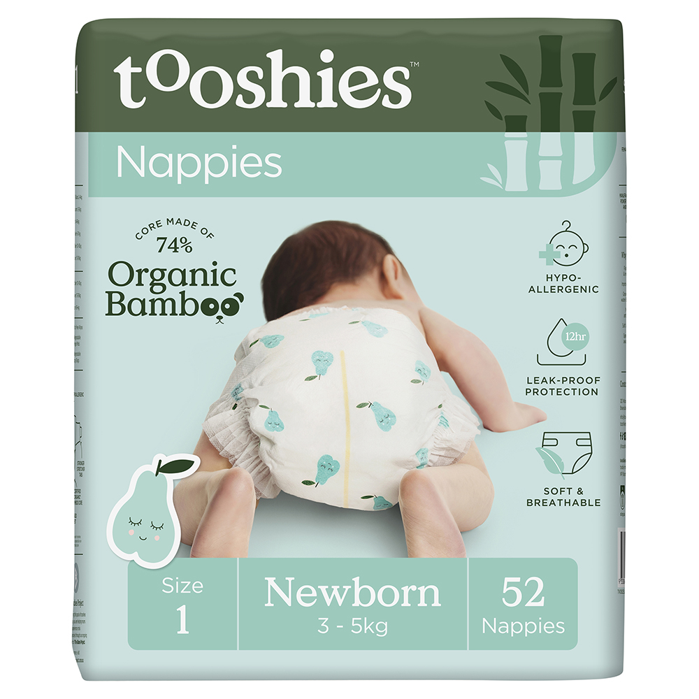 tooshies Nappies with Organic Bamboo, Size 1 Newborn