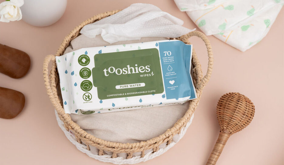 tooshies Pure Water Baby Wipes 70pk lifestyle shot