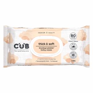 CUB Gentle Care Thick & Soft Fragrance Free Baby Wipes 80 Pack