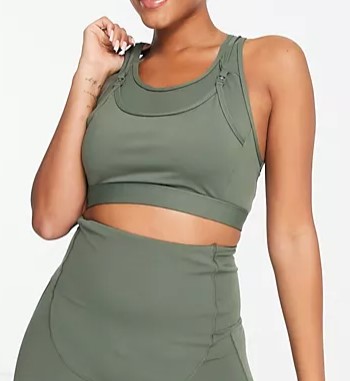 South Beach Maternity nursing mid support sports bra in khaki