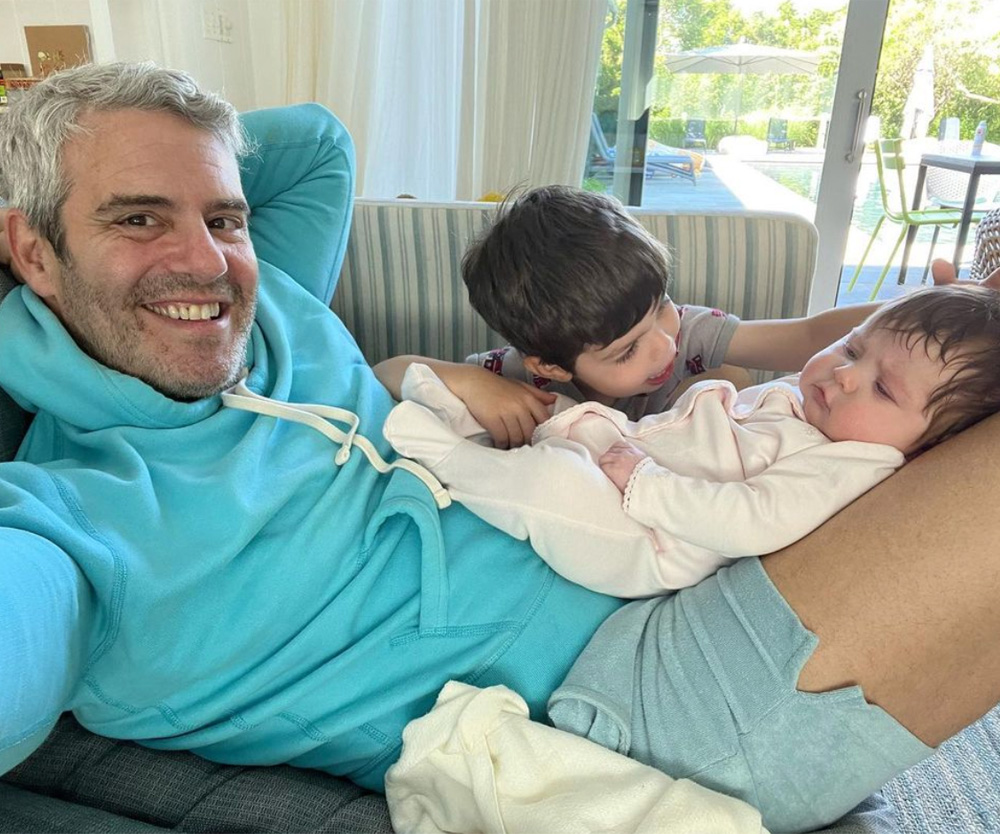 Andy Cohen with son Ben and baby Lucy