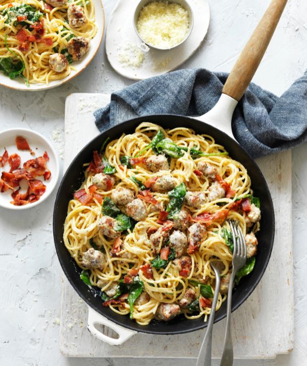 Australian Pork spinach carbonara