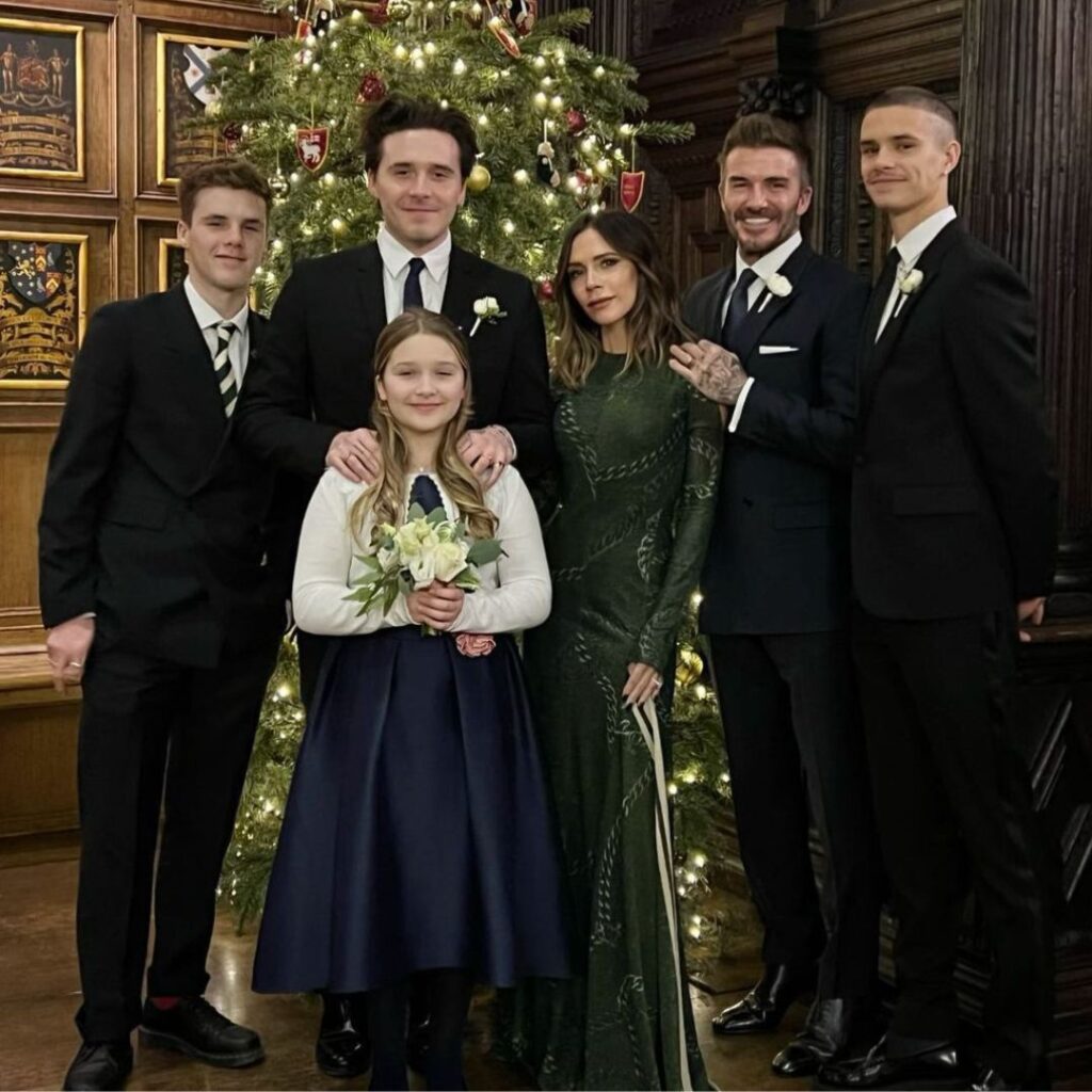 David and Victoria Beckham and family