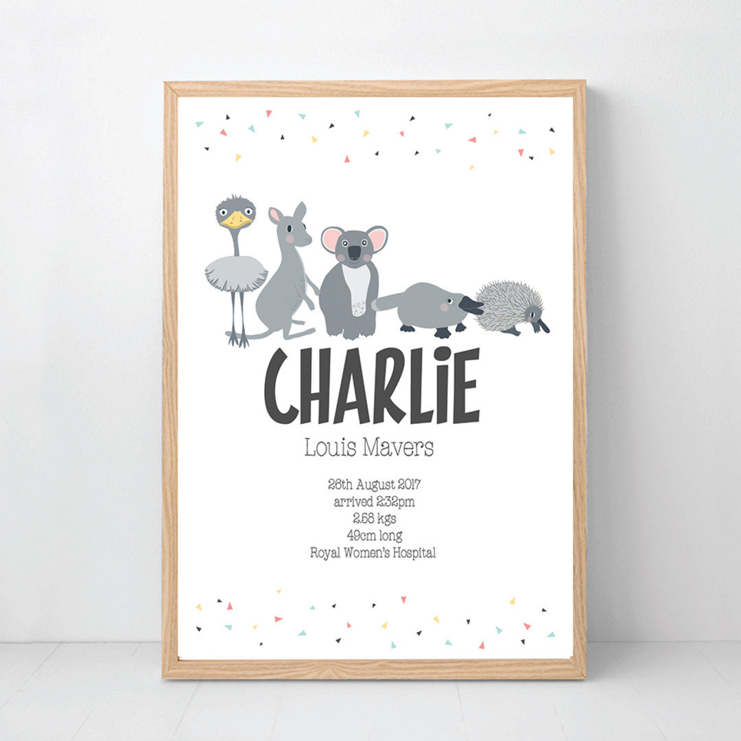 Australian Animal Birth Print 