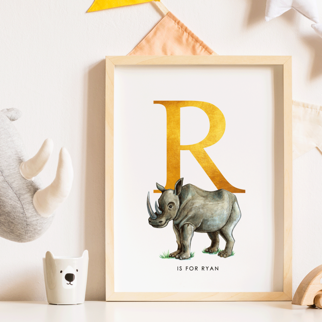Animal Personalised Name Foil Print