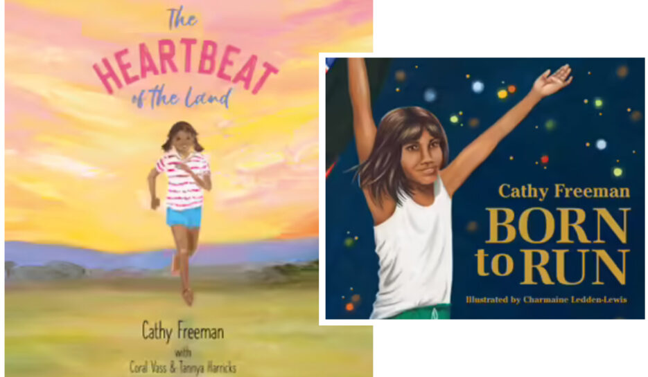 The covers of Cathy Freeman's two books: Born to Run and The Heartbeat of the Land