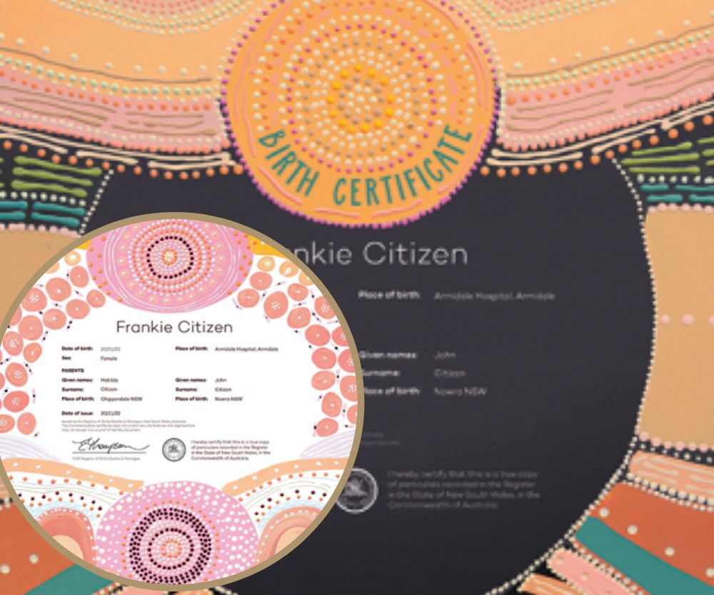 Indigenous themed birth certificates now available in NSW