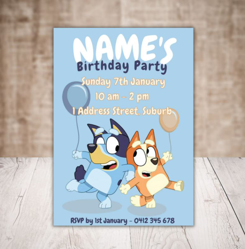 Bluey party invitation