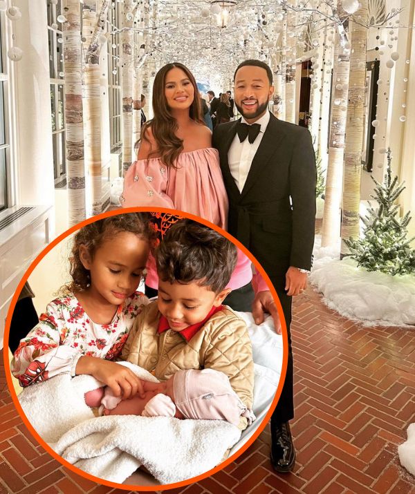 Chrissy Teigen and John Legend with children Luna and Miles. 