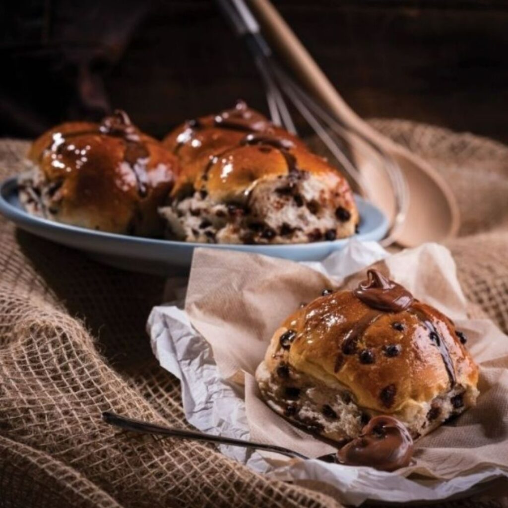 Hot cross bun: Double Choc Hazelnut Bread and Butter Pudding